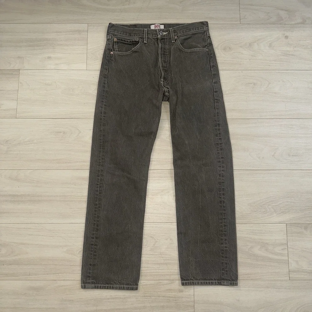 Vintage 90s Y2K Levi's 501 Brown‎ Denim Straight Leg Jeans Size 31x29 Faded